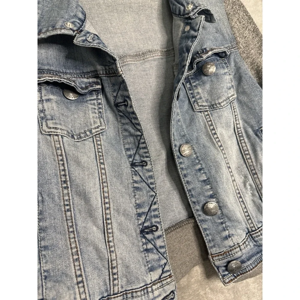 Cache Cache Denim Spirit Girls‎ Denim Jacket Size 3 Knit Sleeve Jean Jacket